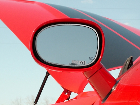 Stainless HEMI 2pc Side Mirror Trim Kit 08-up Dodge Challenger